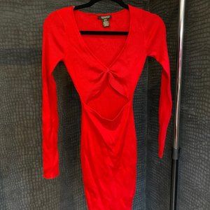 Sweater Knit red mini dress